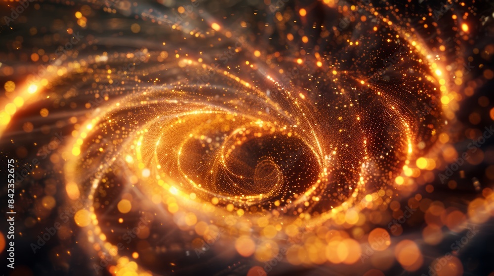 Aufkleber A close-up view of a swirling vortex of energy, composed of countless tiny particles that dance and intertwine in a mesmerizing display of light and color.