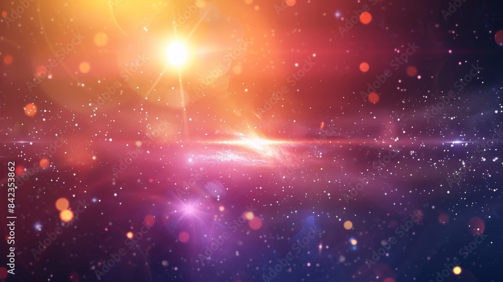 Poster A cosmic gradient background with a starry lens flare overlay, exploring the vastness of the universe.