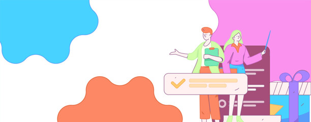 Invite friends to conduct questionnaire flat vector concept operation hand drawn illustration
