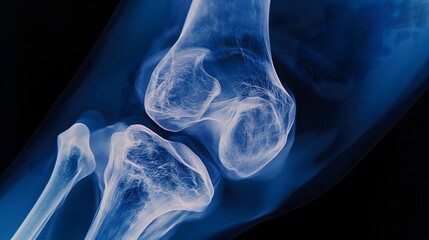 4. Within the realm of diagnostic radiology, an X-ray image offers a window into the compromised integrity of an inflamed and arthritic human knee joint, illustrating the toll of chronic inflammation