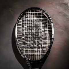 Close up of a black tennis racket