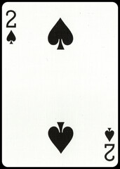 Casino et poker, carte à jouer, 2 de pique