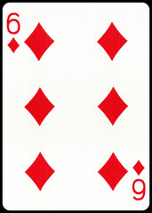 Casino et poker, carte à jouer, 6 de carreau