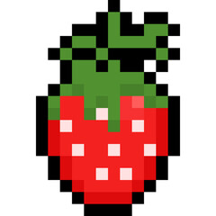 Pixel art cartoon strawberry icon 2