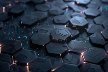Fototapeta premium Abstract background of glowing blue hexagons