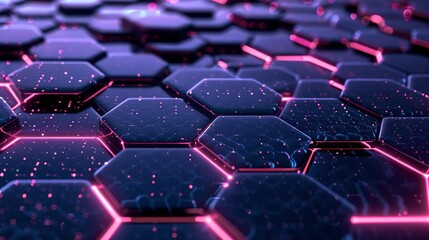 Obraz premium Abstract glowing purple and pink hexagons background