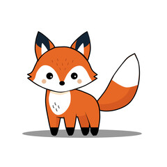 cute fox vector illustration in flat and minimalist style isolated on white background