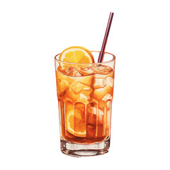 Vibrant Watercolor Cocktail with lime in a rocks glass Illustration in PNG, Cocktail with lemon and ice. Drink. Beach cocktail. Party. For printing on postcards, stickers, invitations, menus.