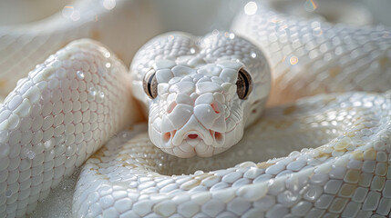 Fototapeta premium White Leucistic Ball Python Snake