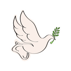 white dove with leaves for peace and love 