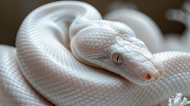 White Leucistic Ball Python Snake