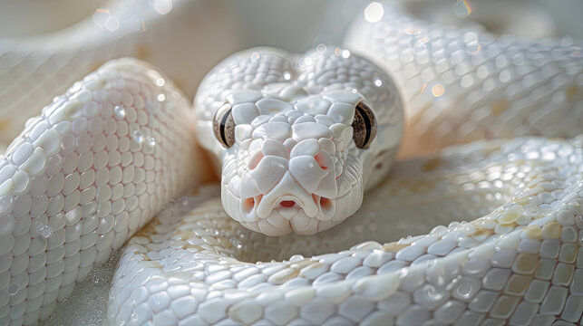 White Leucistic Ball Python Snake