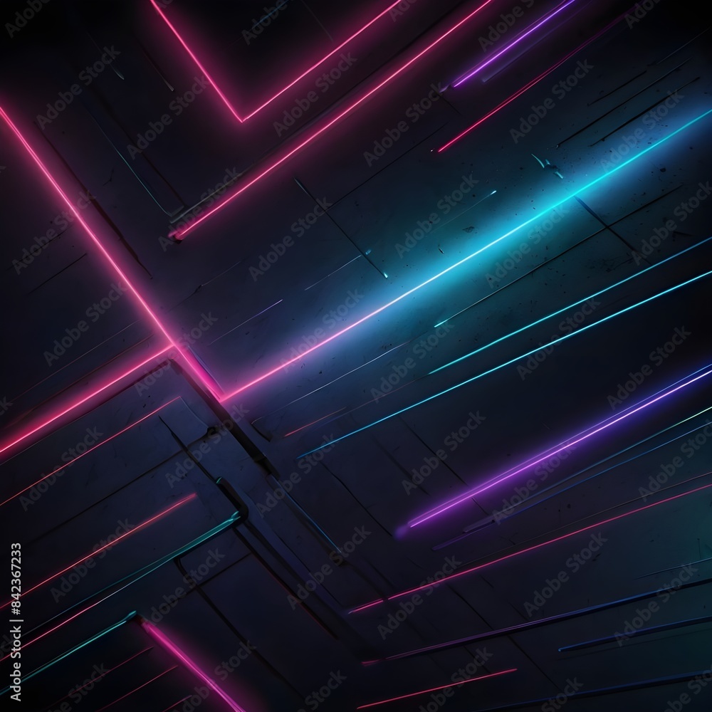 Poster minimalist abstract background with neon lights generative ai
