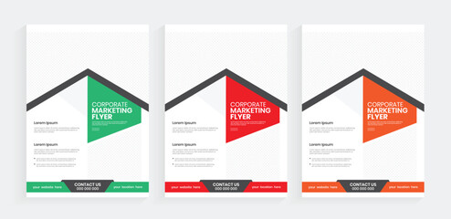 Business marketing vertical print flyer template with editable vector graphic design. Used for promotional advertising and report layout.