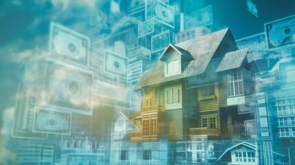 Fototapeta premium 3. Set against a backdrop rich with currency symbols denoting economic diversity, a lawyer specializes in guiding clients through the nuances of real estate investment, ensuring sound legal