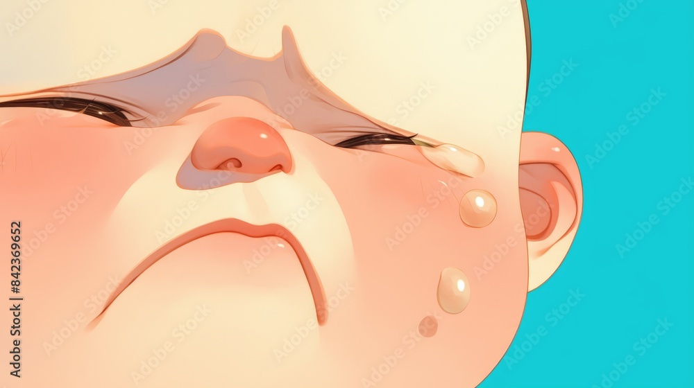 Poster a cartoon rendering that perfectly captures the crying emoticon expression
