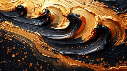 Golden Brushstrokes: Abstract Artistic Background on Textured Canvas for Wallpapers, Cards, Murals, and Prints