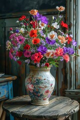 Vase with a Vibrant Flower Arrangement