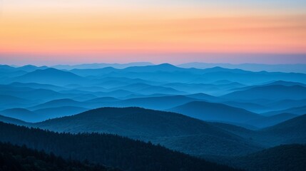 Fototapeta premium Silhouette of Mountains at Dusk 