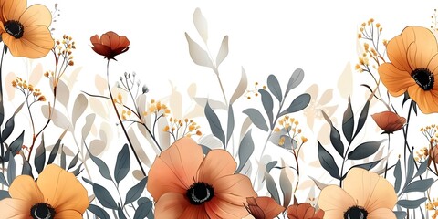 Floral Pattern on White Background for International Women's Day in March. Concept International Women's Day, Floral Patterns, White Background, March Celebration