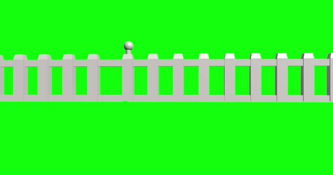 Animated White Picket Fence on Green Background,animated fenece decoration for outdoor garden decoration