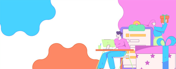 Invite friends to conduct questionnaire flat vector concept operation hand drawn illustration
