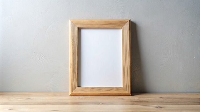 Isolated empty rectangular wooden photo frame in hq scale