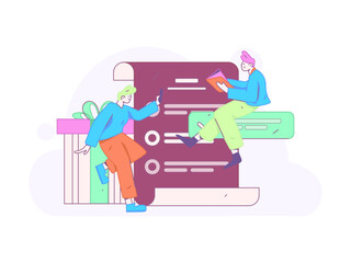 Invite friends to conduct questionnaire flat vector concept operation hand drawn illustration
