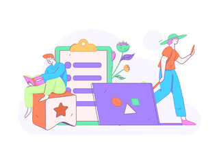 Invite friends to conduct questionnaire flat vector concept operation hand drawn illustration
