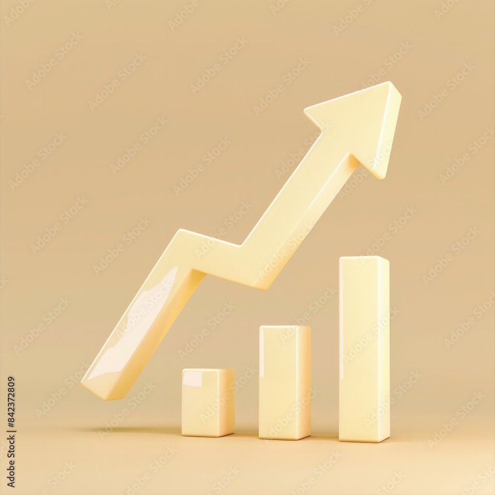 Poster arrow up graph icon design a 3d icon of a sleek upward arrow over a simple graph, indicating positiv