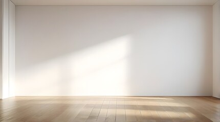 Empty room interior design, open space with white walls and parquet wooden floor, modern contemporary architecture