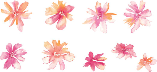 水彩画。水彩タッチの花と草木イラスト。植物のベクターイラスト。華やかな花の装飾イラスト。Watercolor painting. Flowers and plants illustration with watercolor touch. Vector illustration of plants. Gorgeous flower decoration illustration. © necomammma