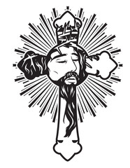 Jesus is Cross Illustration, Crucifix Clipart, Holy God Cut File, Jesus Saves Stencil, Catholic Shirts Vector, Christian Cut File, Christ the Lord