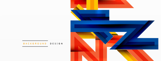 Line zig zag dynamic geometric abstract background. Colorful lines with shadow and light effects, various routes concept. Vector Illustration For Wallpaper, Banner, Background, Card