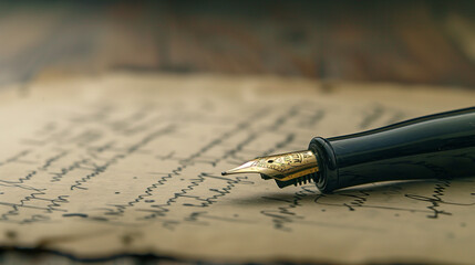 Fototapeta premium A magical pen that writes thoughts and spoken words on paper without using your hand, offering a convenient solution for writing down ideas.