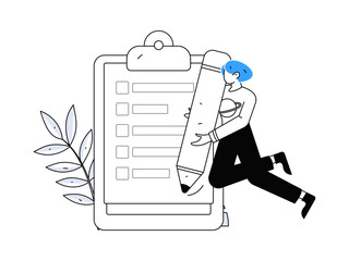 Invite friends to conduct questionnaire flat vector concept operation hand drawn illustration
