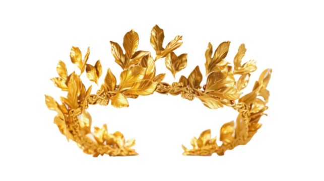 gold laurel crown, transparent background