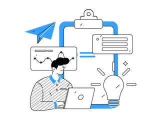 Invite friends to conduct questionnaire flat vector concept operation hand drawn illustration
