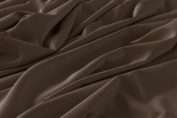 Obraz premium A detailed close-up shot of brown fabric with soft folds and creases, creating a textured and elegant background.