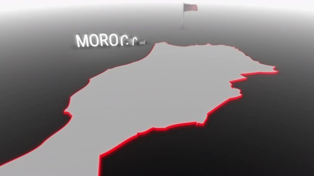 3d animated map of Morocco gets hit and fractured by the text &ldquo;War&rdquo;