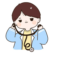 This kind doctor is waiting to examine you.