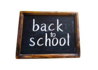 black chalkboard with back to school text, transparent background