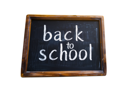 black chalkboard with back to school text, transparent background
