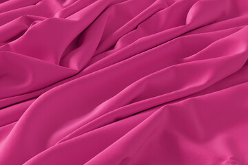 A detailed close-up shot of fuchsia fabric with soft folds and creases, creating a textured and...