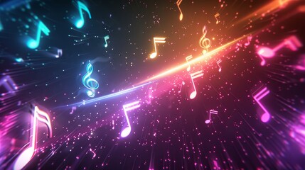 Colorful background adorned with vibrant musical notes for a striking visual display