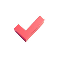 3D red checkmark isolated on transparent background. Ideal for approval, success, or completed task representation.