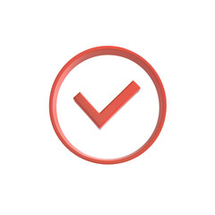 Red check mark icon. Simple, modern design. Useful for indicating approval or agreement in digital and print materials.