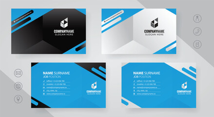 Set of blue Modern Corporate Business Card Design Templates, vector eps 10
