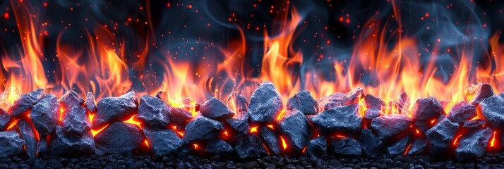 Bright gas burner flame casting light in the darkness for ideal search result relevance