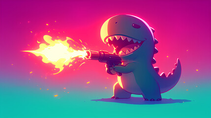 a dinosaur shooting fire